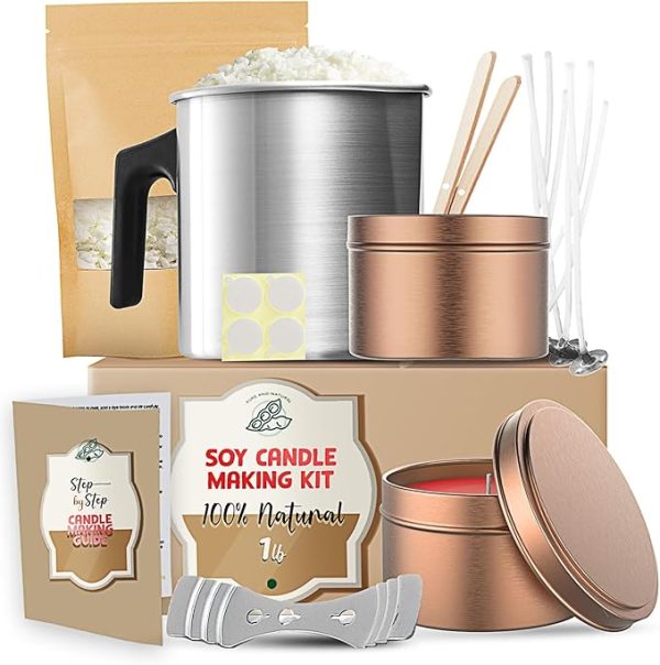 Soy Candle Making Kit for Adults & Kids, Candle Making Supplies, DIY Candle Making Kit for Beginners, Natural Soy Wax Candle Making Kits - Complete Candle Kit, 1 Lbs