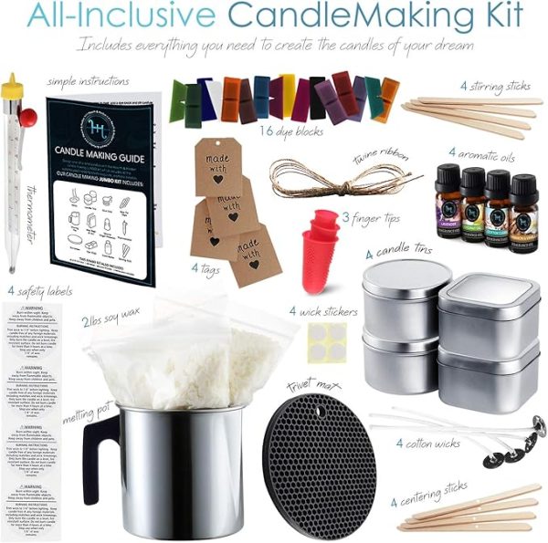 Hearth & Harbor Soy Candle Making Kit for Adults & Kids, DIY Candle Making Supplies for Beginners, Natural Soy Wax Complete Candle Making Kits - 2 Lbs - Image 4